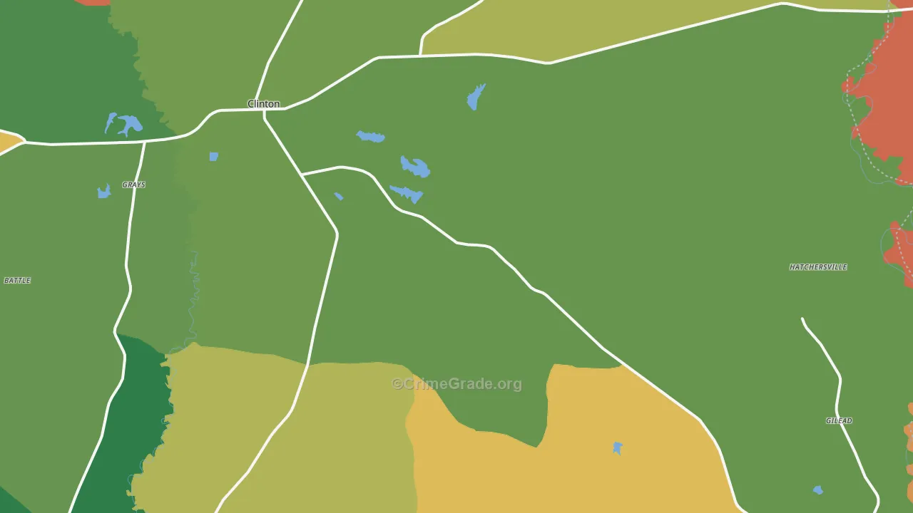 Clinton, LA Map of Vandalism Rates