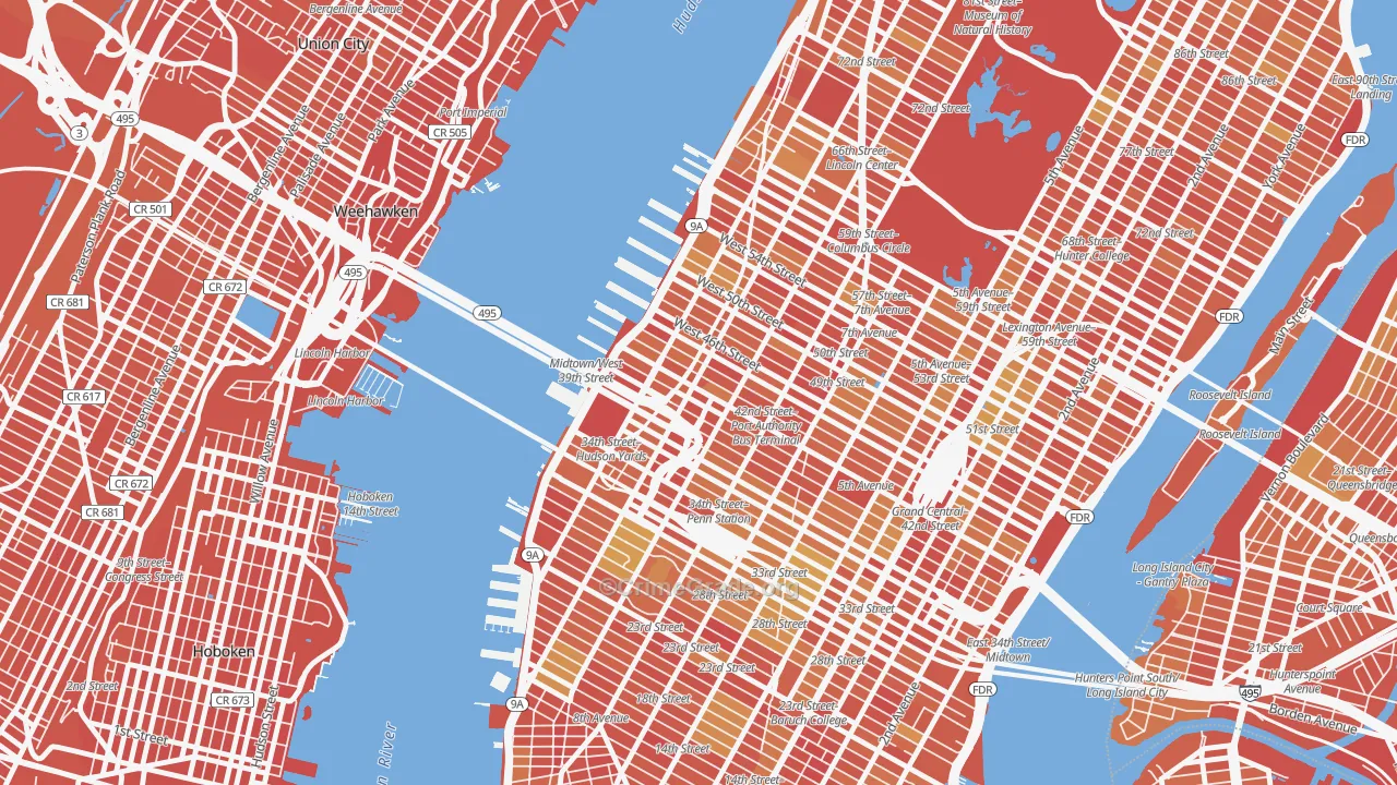 Clinton, Manhattan, NY Map of Vandalism Rates