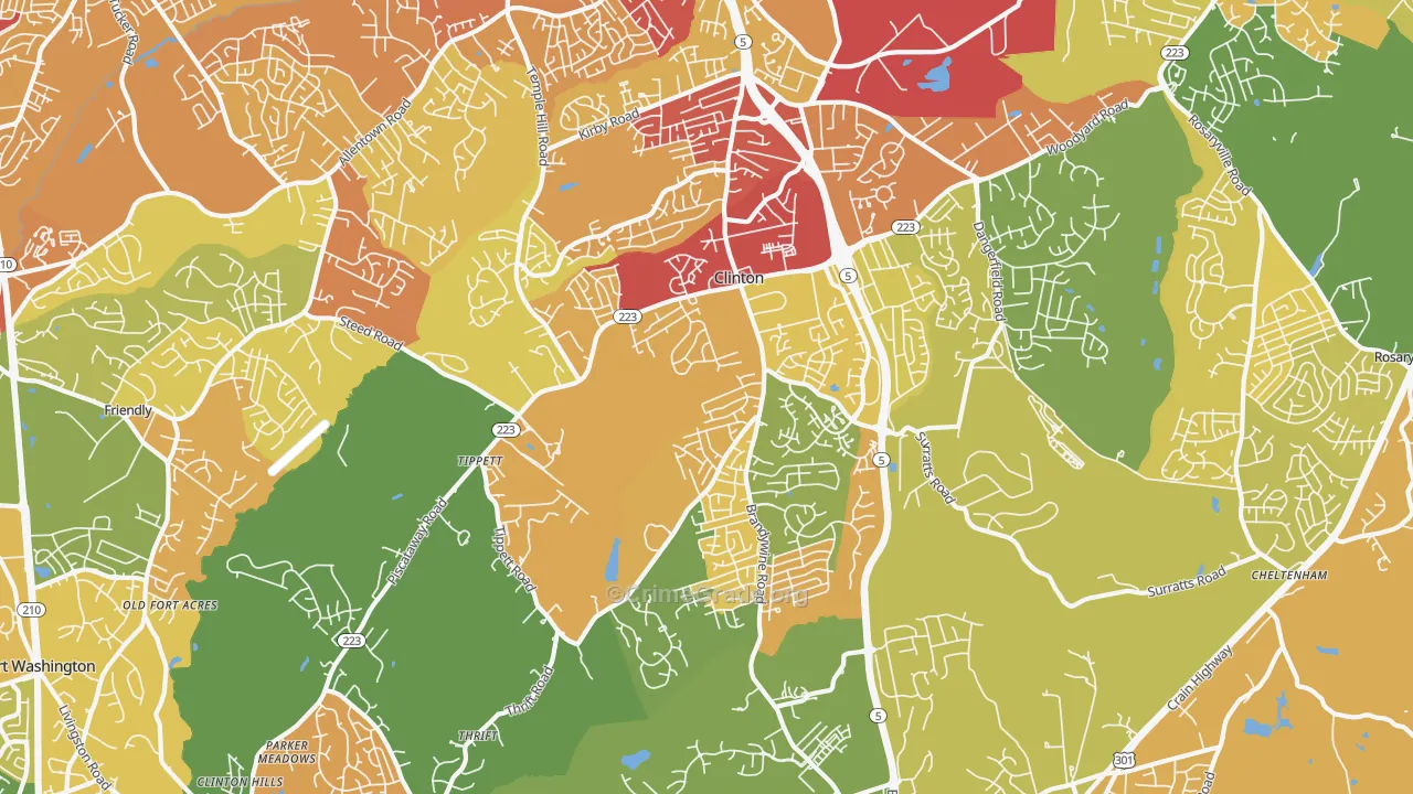 Clinton, MD Map of Vandalism Rates