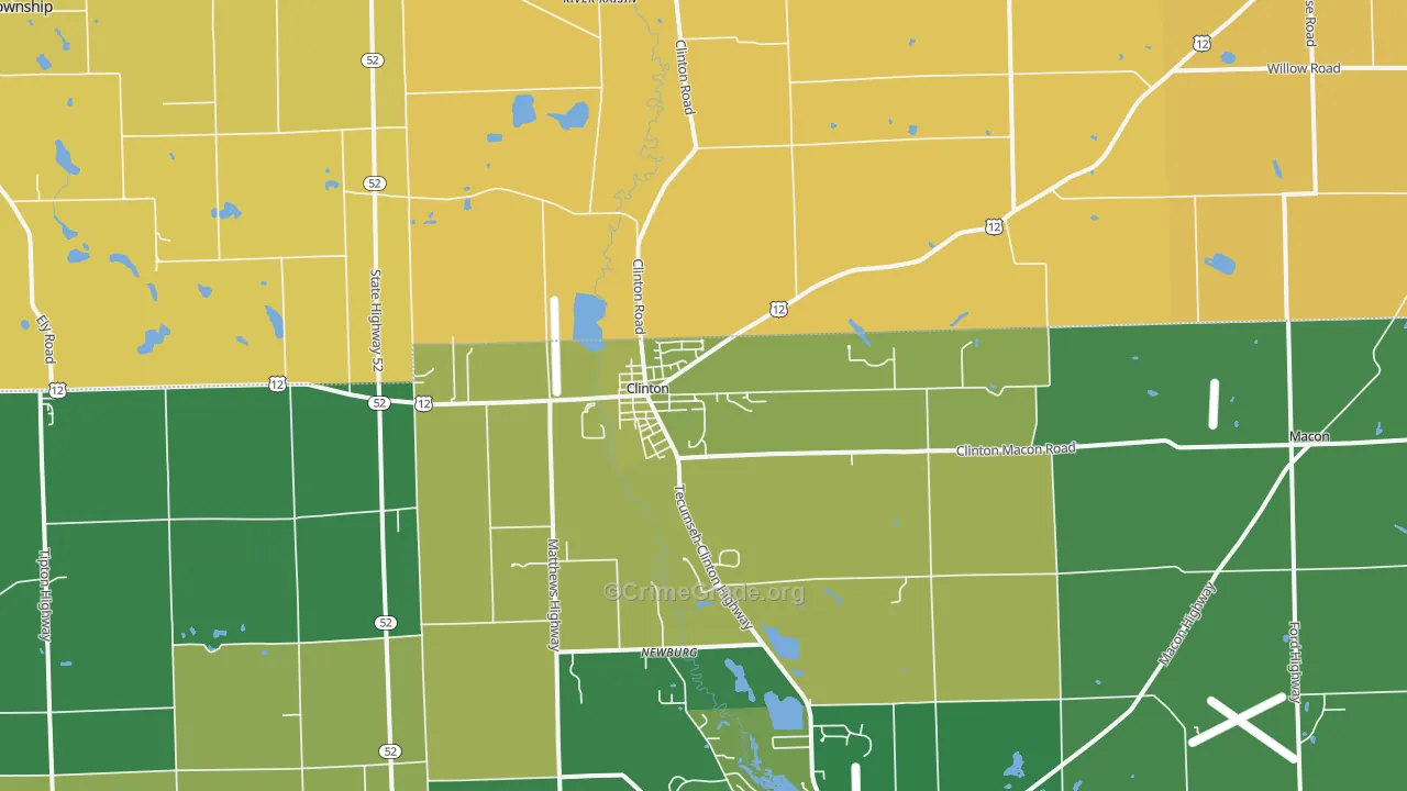 Clinton, MI Map of Vandalism Rates