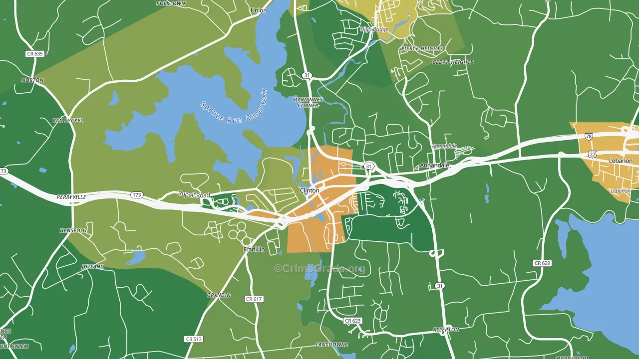 Clinton, NJ Map of Vandalism Rates