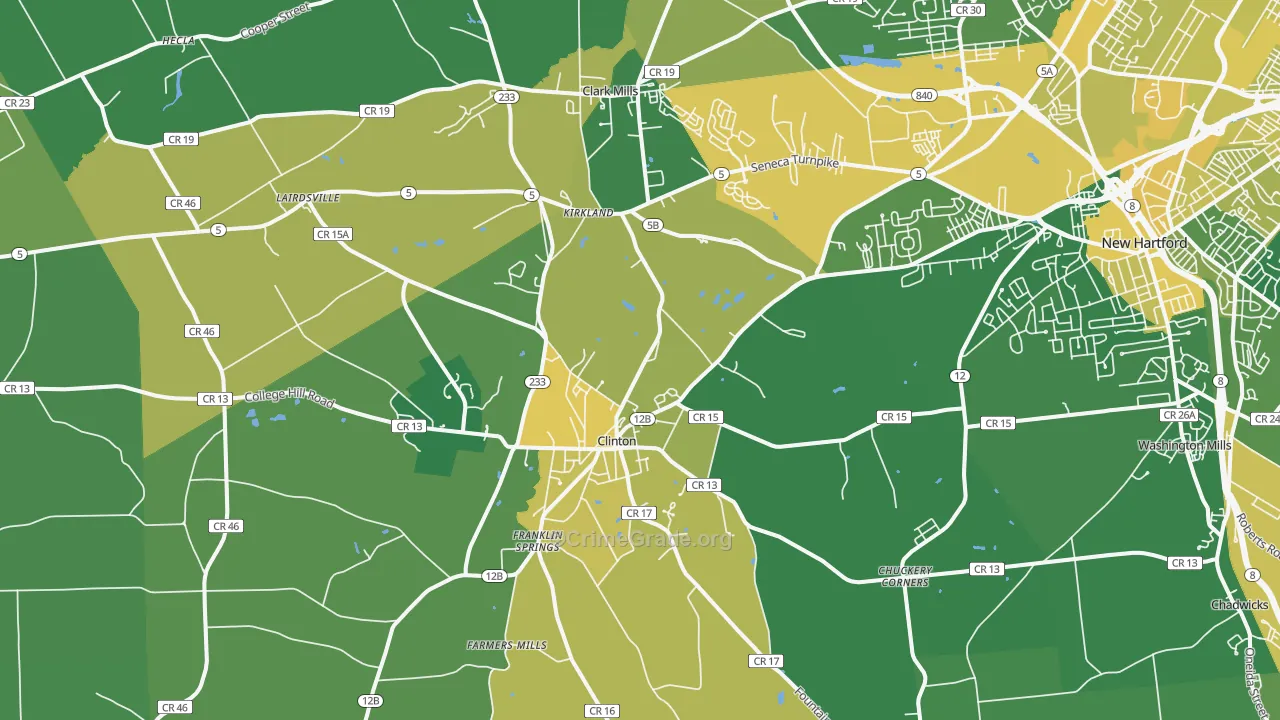 Clinton, NY Map of Vandalism Rates