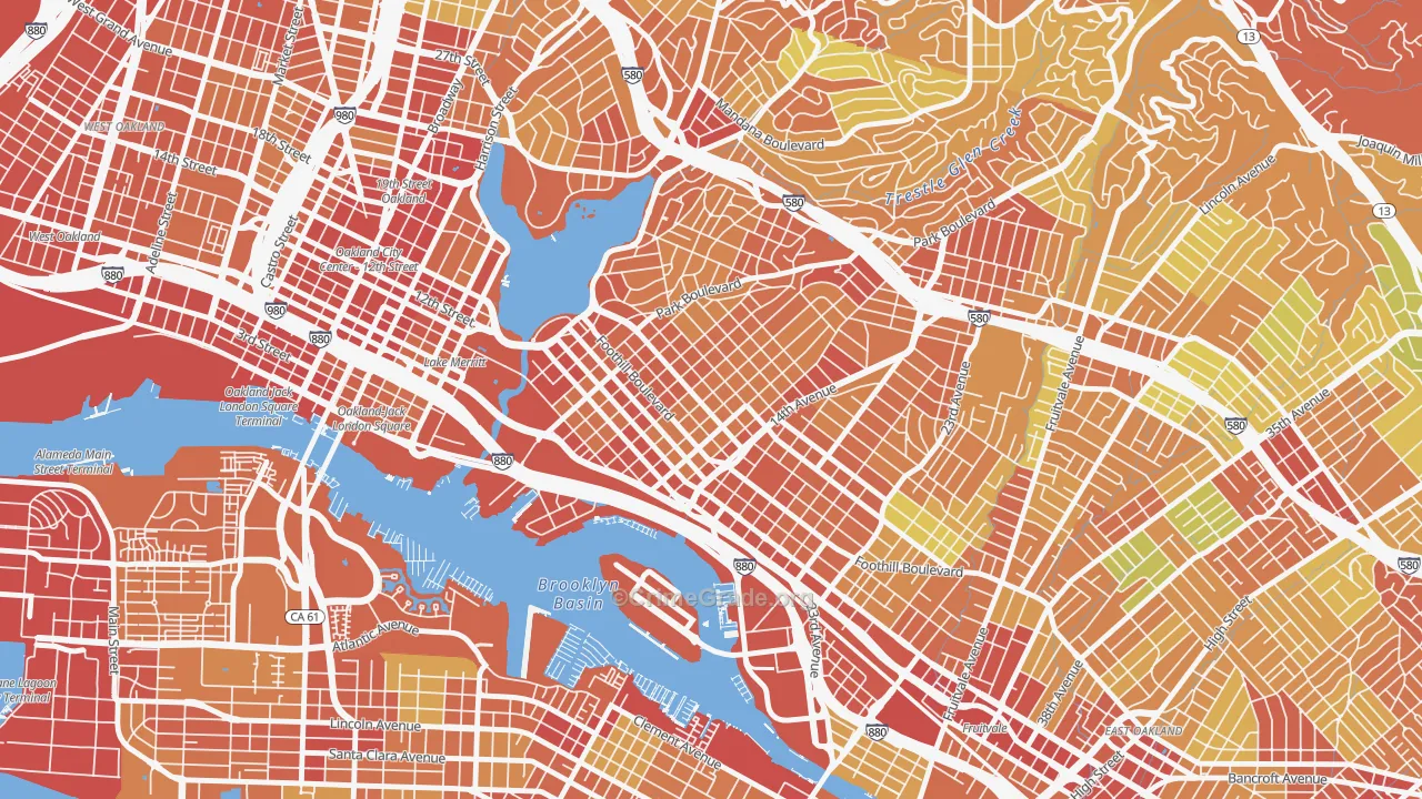 Clinton, Oakland, CA Map of Vandalism Rates