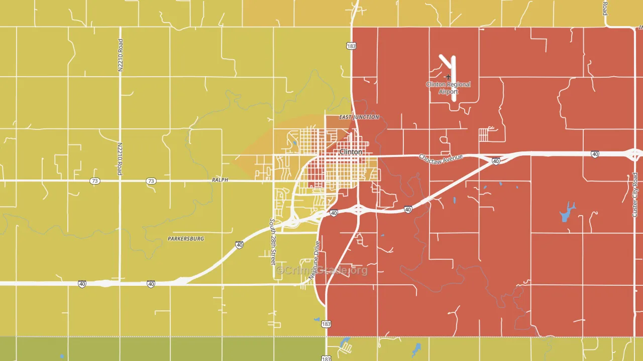 Clinton, OK Map of Vandalism Rates