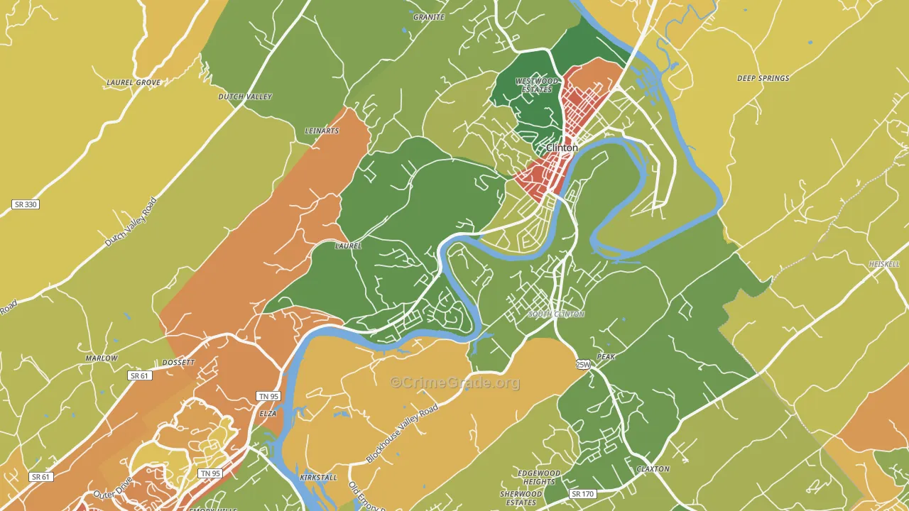 Clinton, TN Map of Vandalism Rates