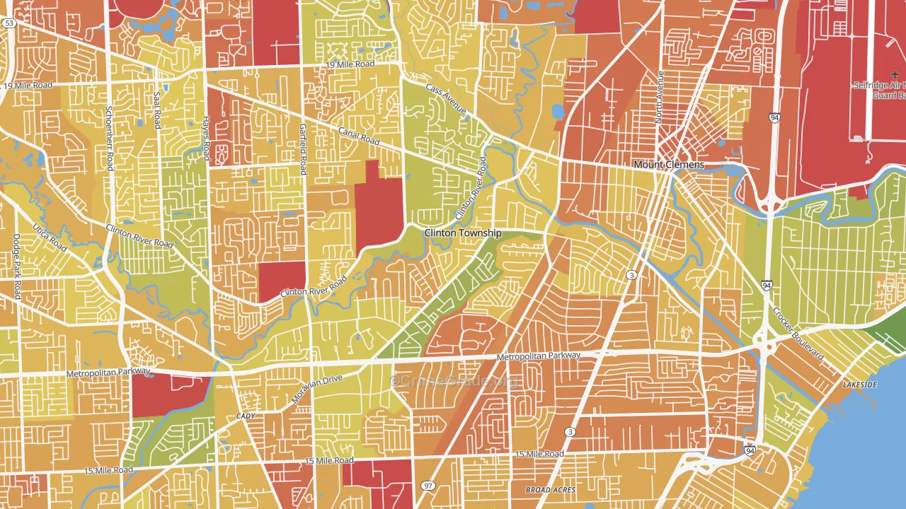 Clinton Township, MI Map of Vandalism Rates