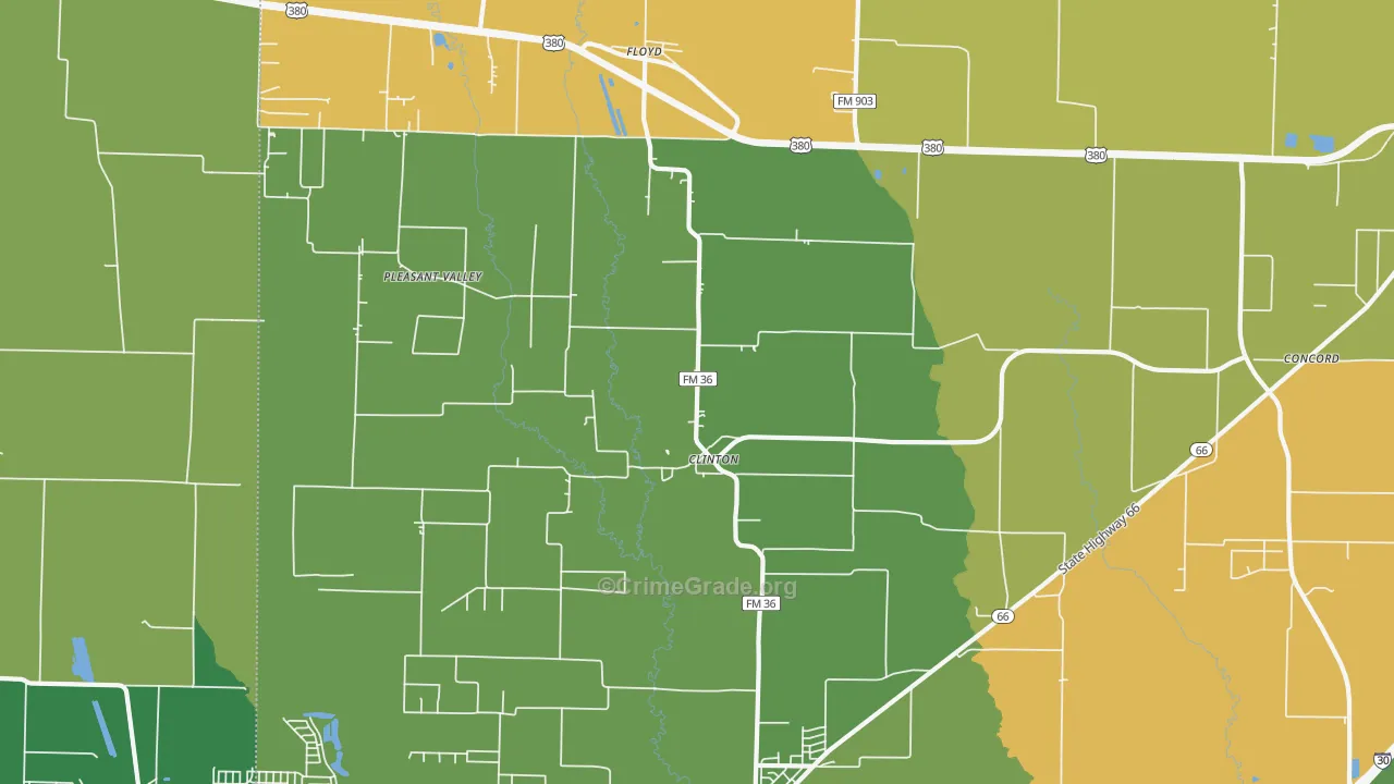 Clinton, TX Map of Vandalism Rates