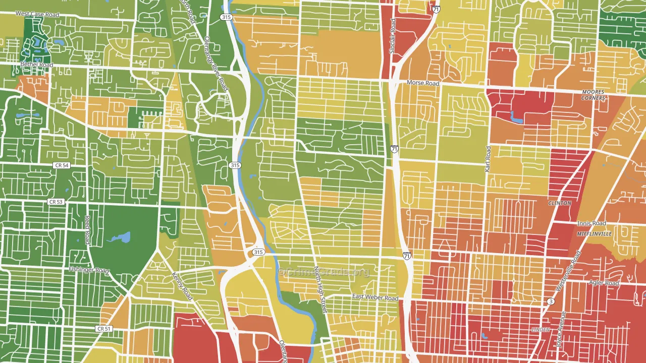 Clintonville, Columbus, OH Map of Vandalism Rates
