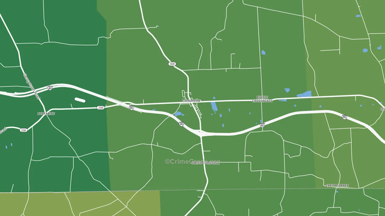 Clintonville, PA Map of Vandalism Rates