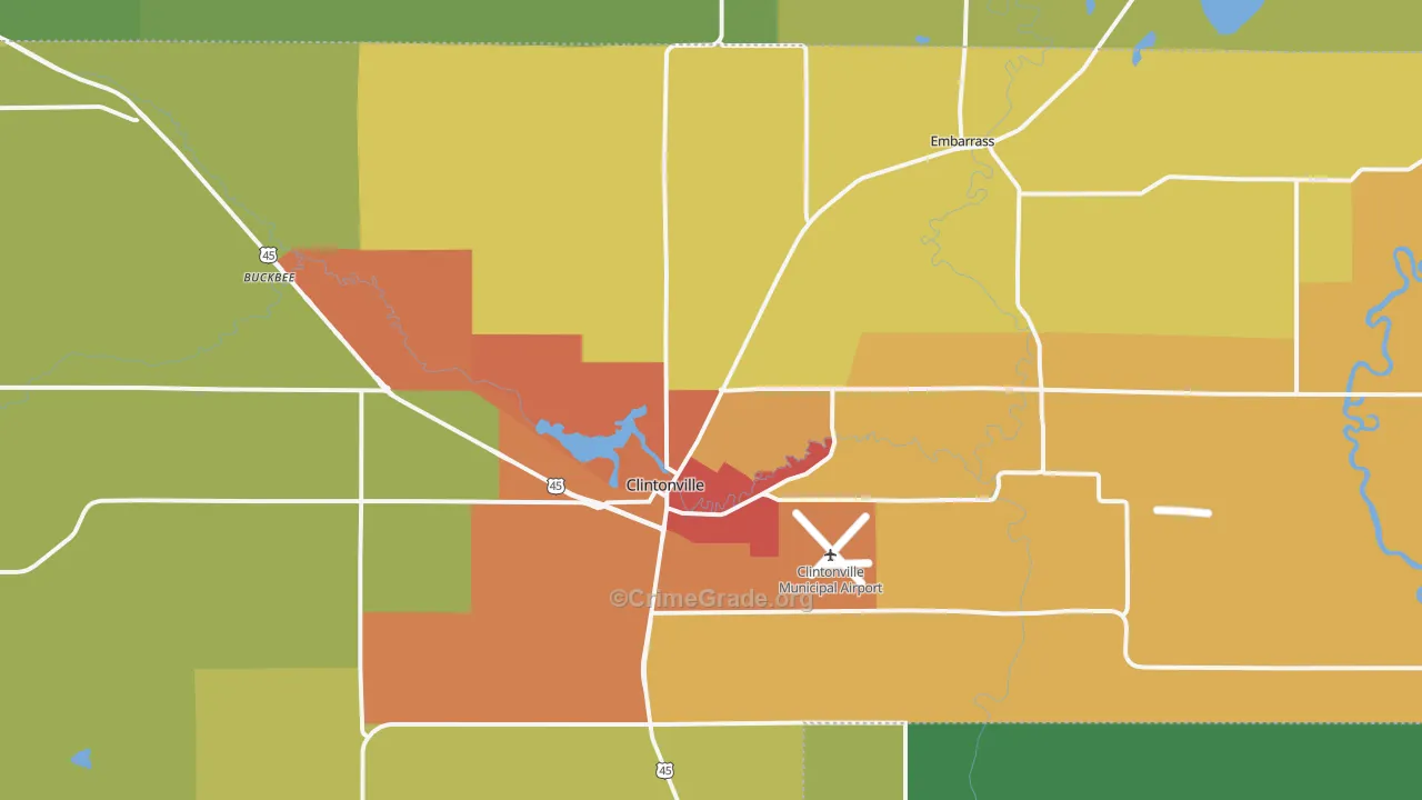 Clintonville, WI Map of Vandalism Rates