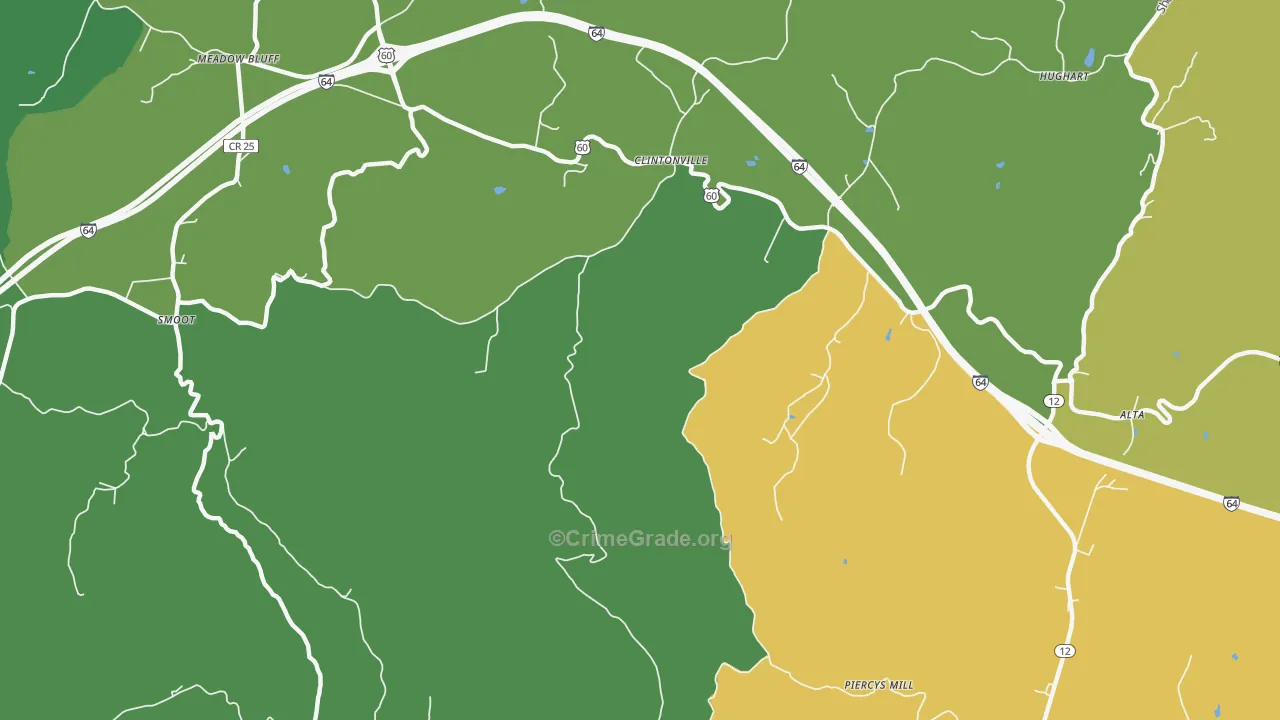 Clintonville, WV Map of Vandalism Rates