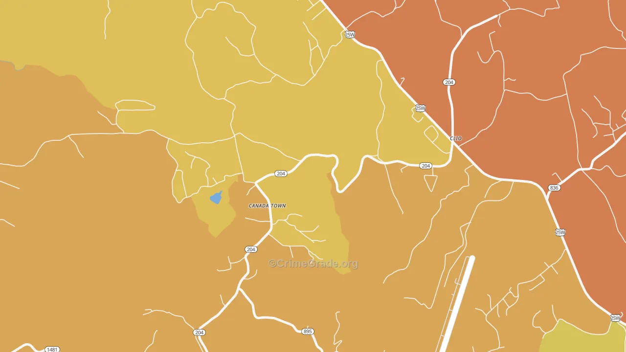 Clio, KY Map of Vandalism Rates