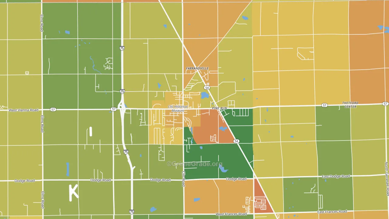 Clio, MI Map of Vandalism Rates