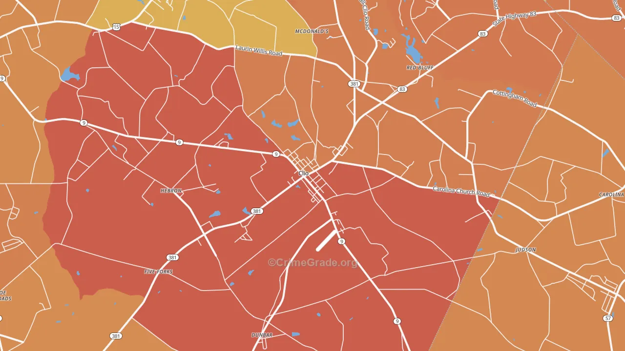 Clio, SC Map of Vandalism Rates