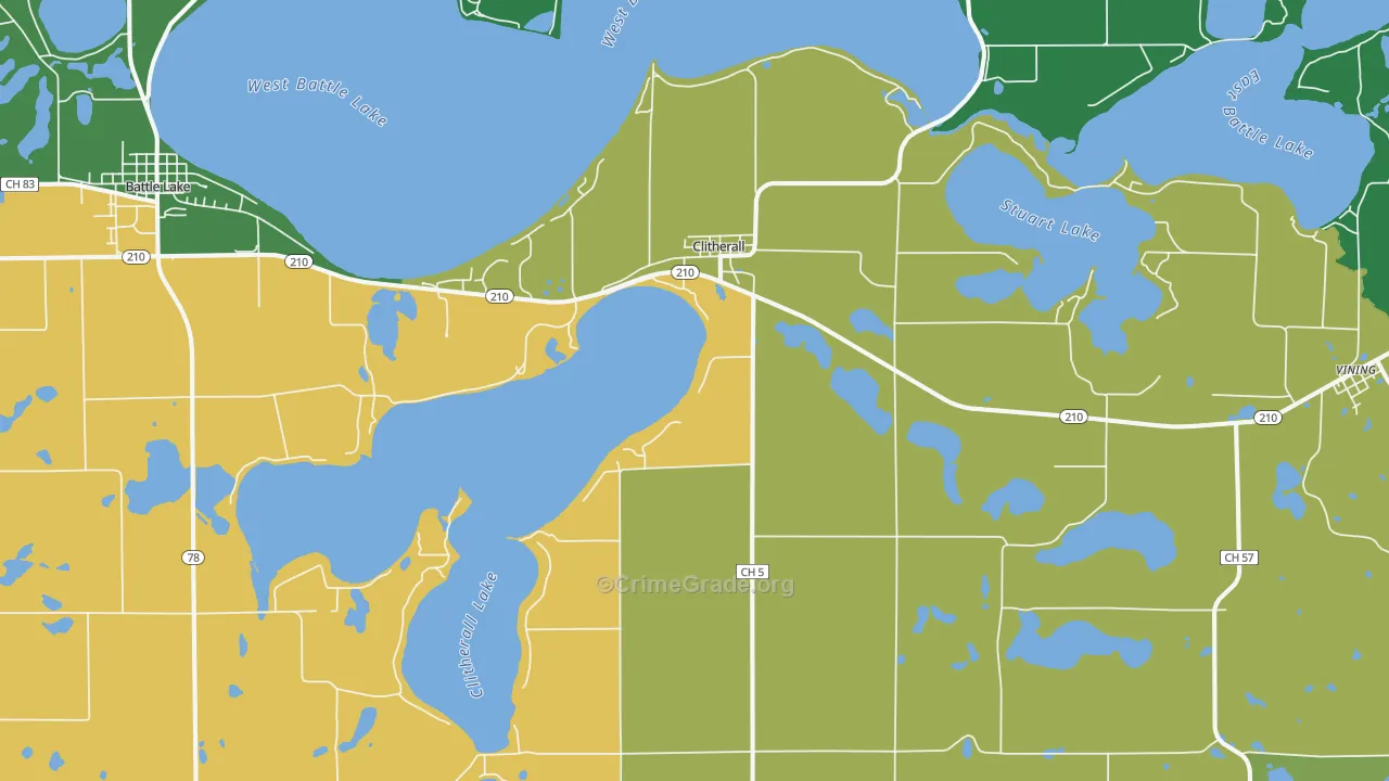 Clitherall, MN Map of Vandalism Rates