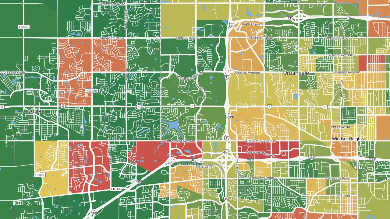 Clive, IA Map of Vandalism Rates