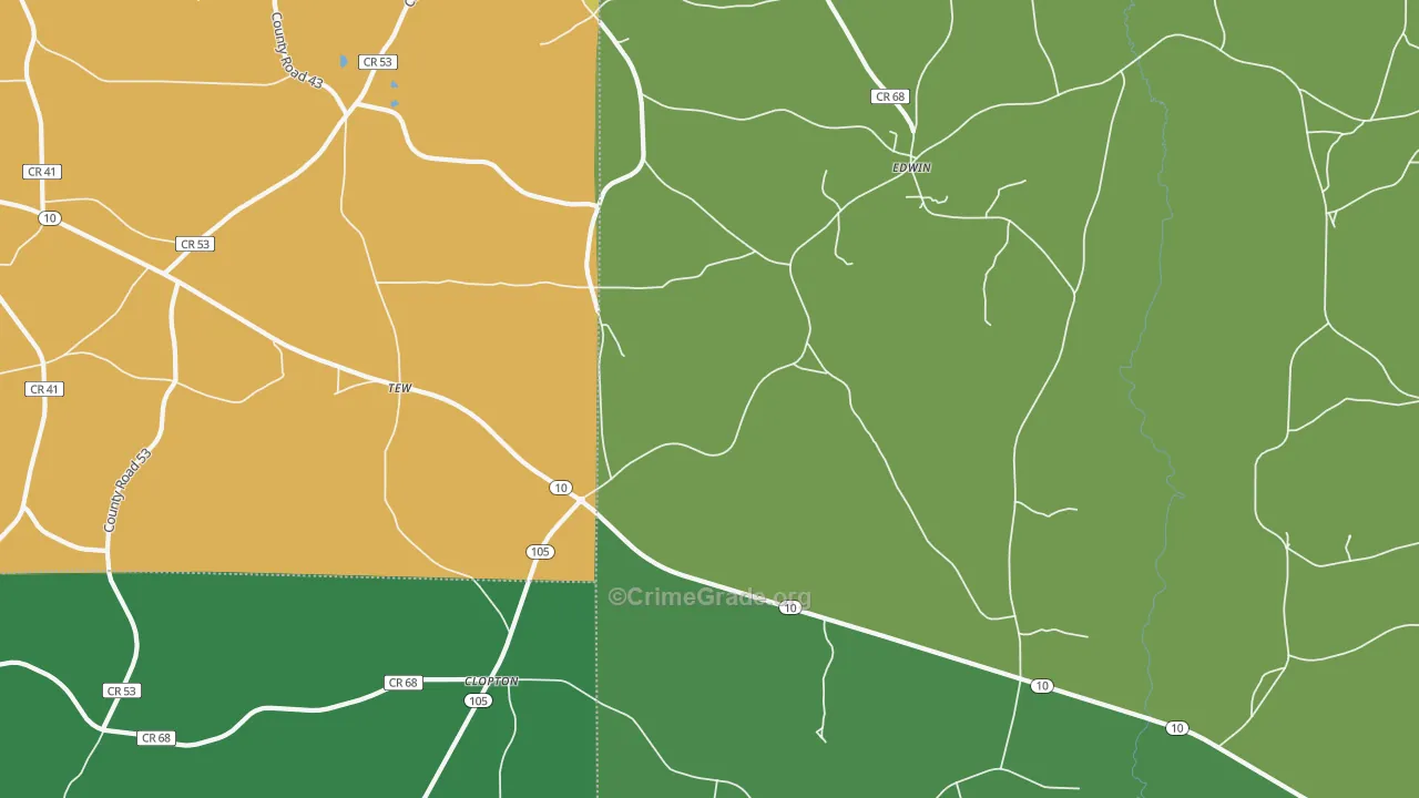 Clopton, AL Map of Vandalism Rates