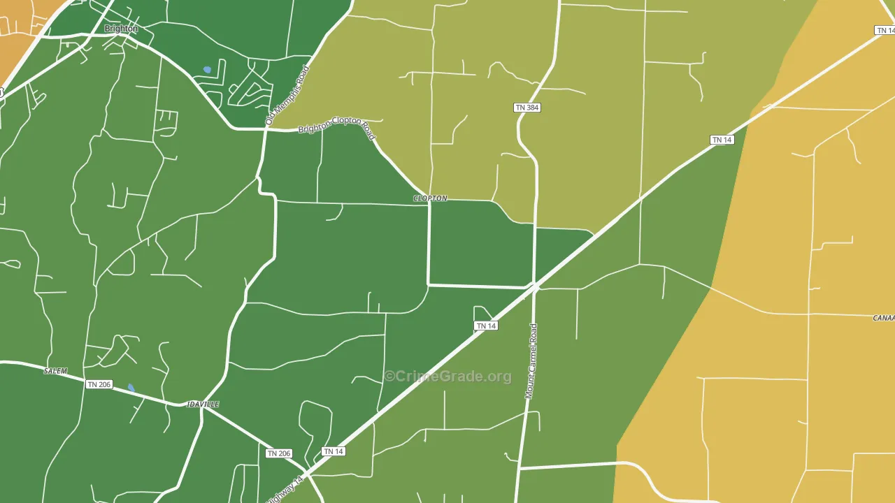 Clopton, TN Map of Vandalism Rates