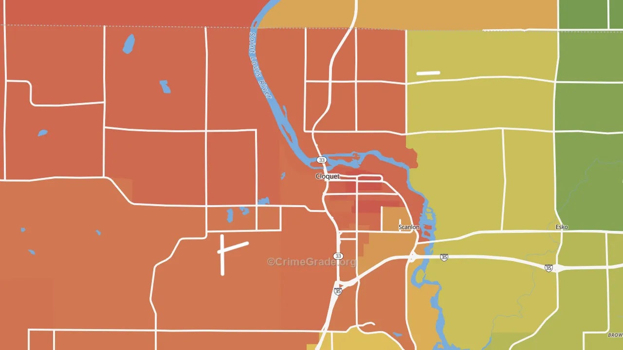 Cloquet, MN Map of Vandalism Rates