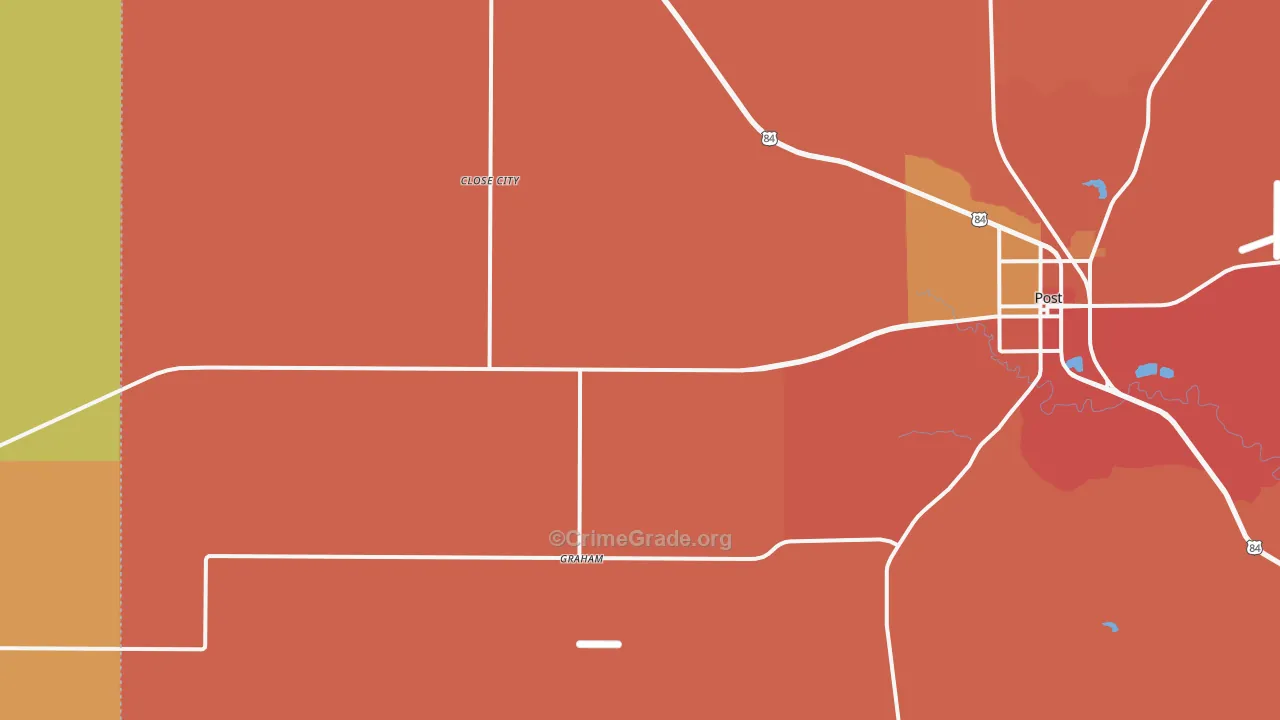 Close City, TX Map of Vandalism Rates