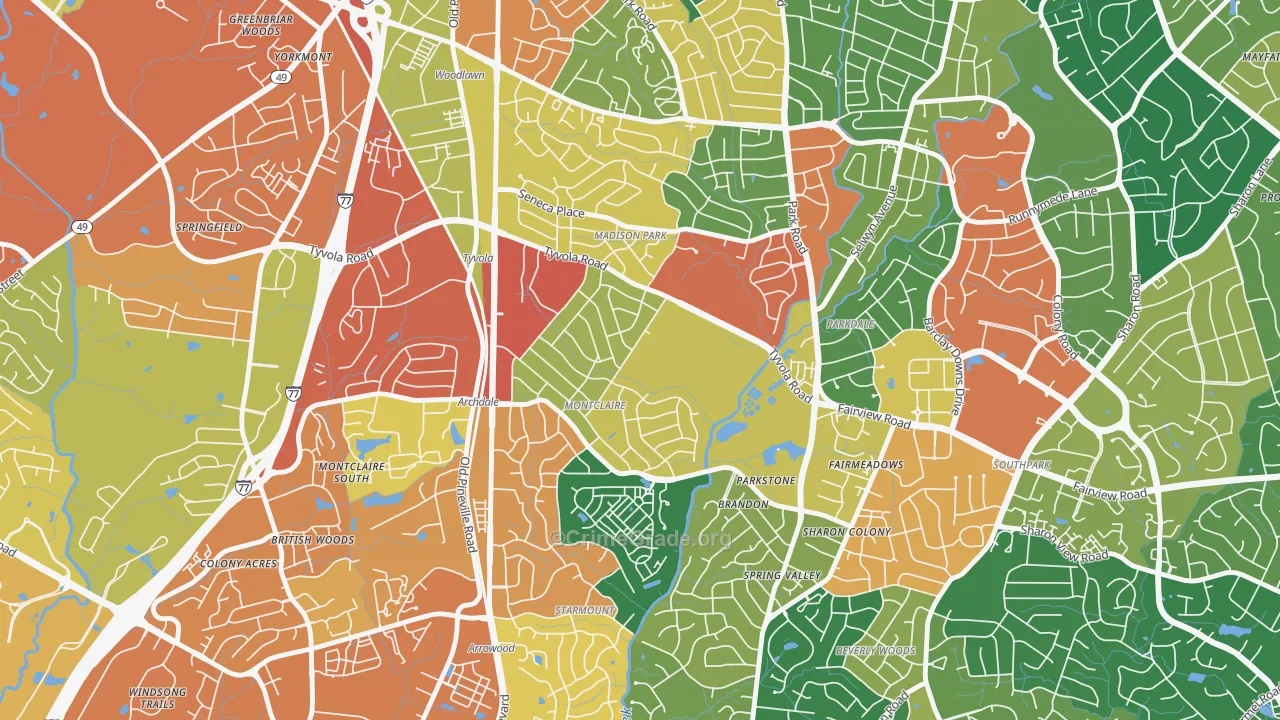 Closeburn-Glenkirk, Charlotte, NC Map of Vandalism Rates