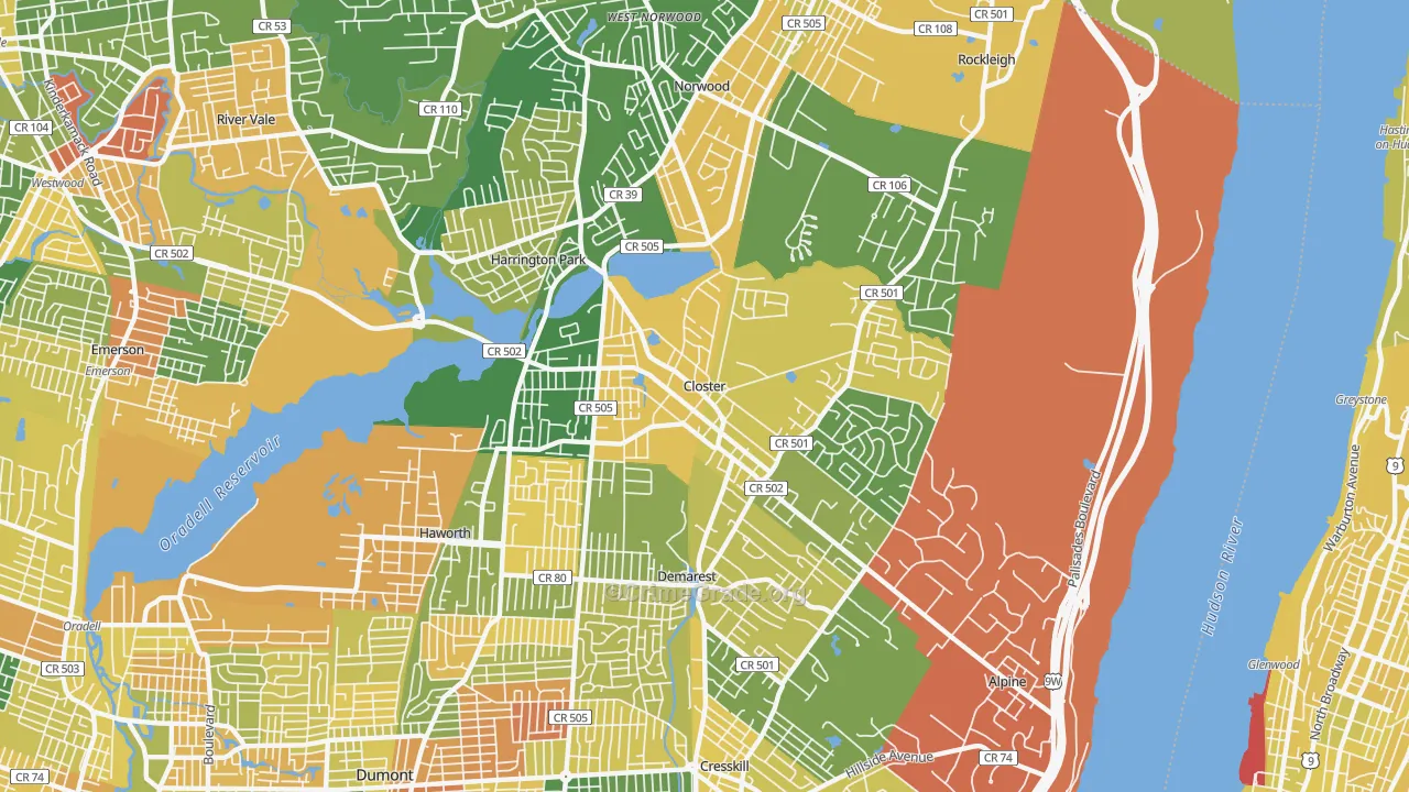 Closter, NJ Map of Vandalism Rates