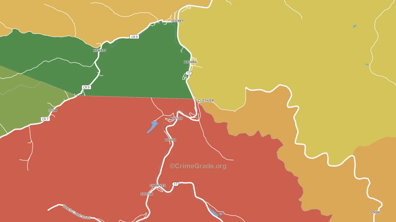 Clothier, WV Map of Vandalism Rates