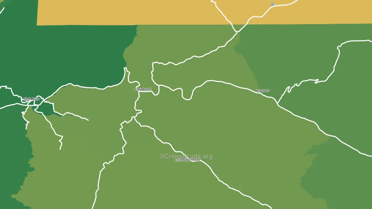 Cloudcroft, NM Map of Vandalism Rates