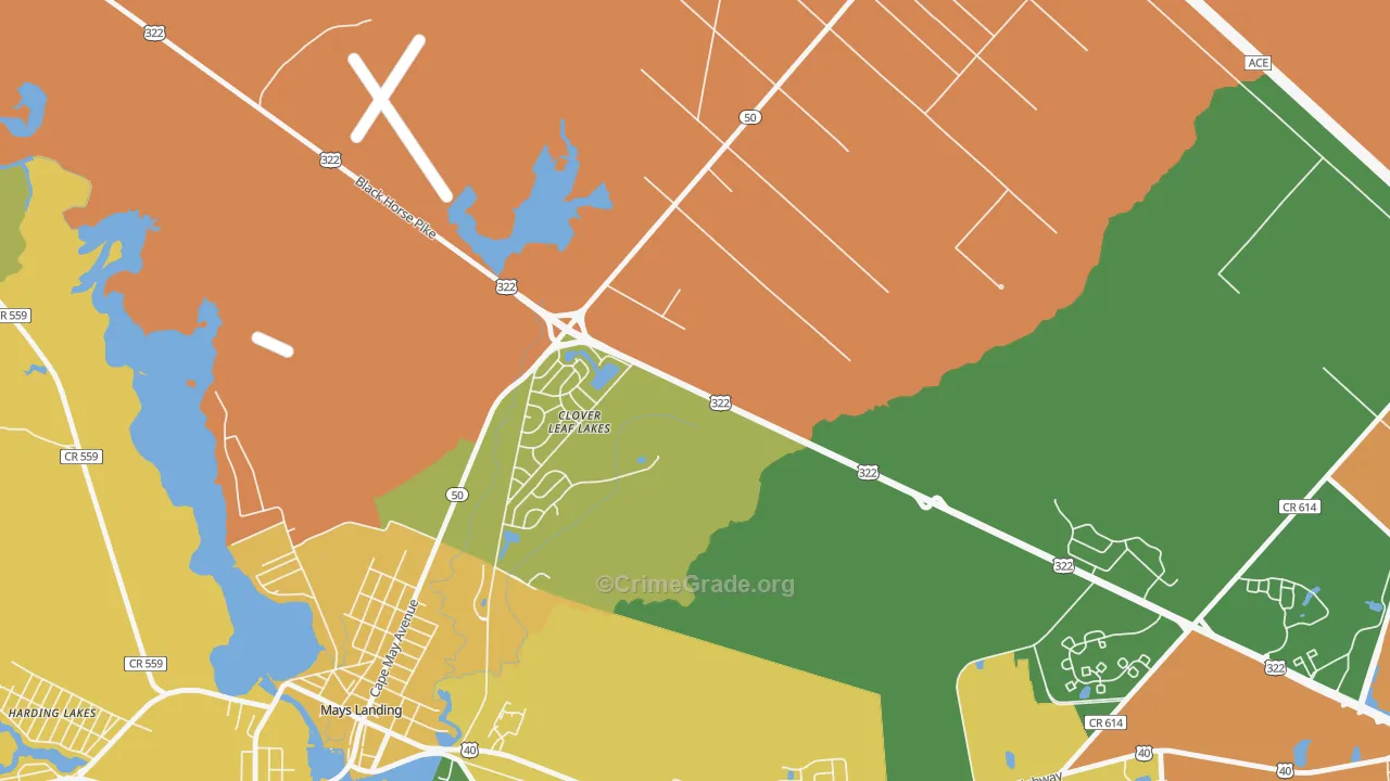 Clover Leaf Lakes, NJ Map of Vandalism Rates