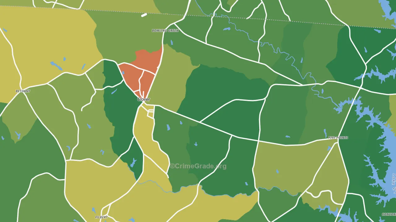 Clover, SC Map of Vandalism Rates