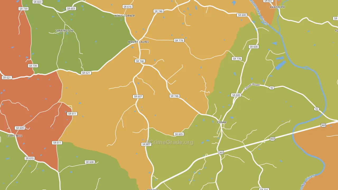 Clover, VA Map of Vandalism Rates