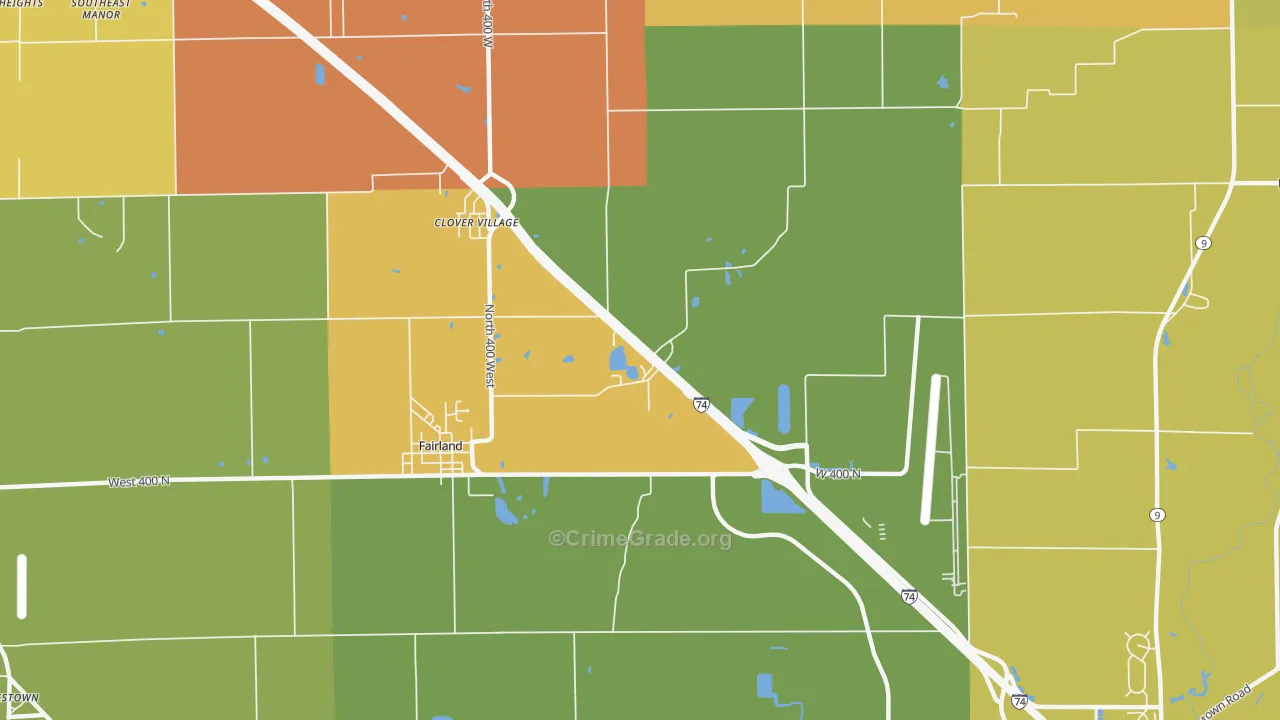 Clover Village, IN Map of Vandalism Rates