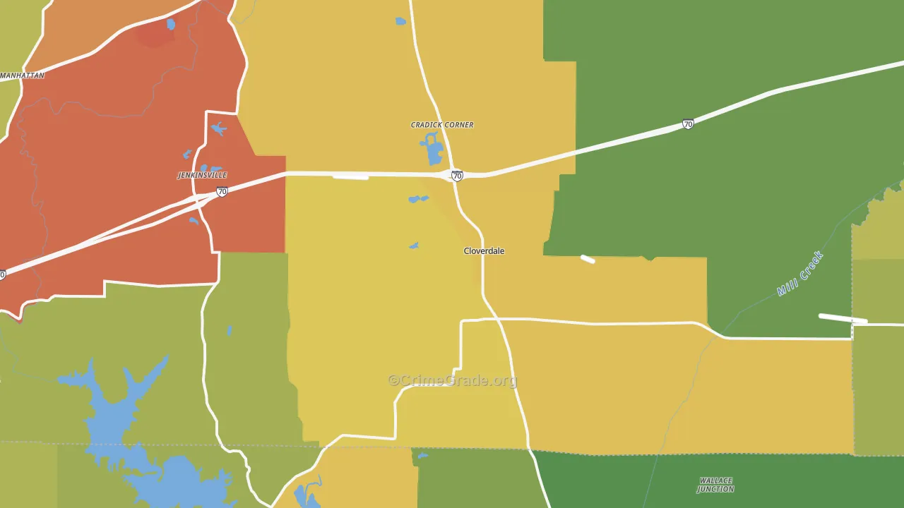 Cloverdale, IN Map of Vandalism Rates