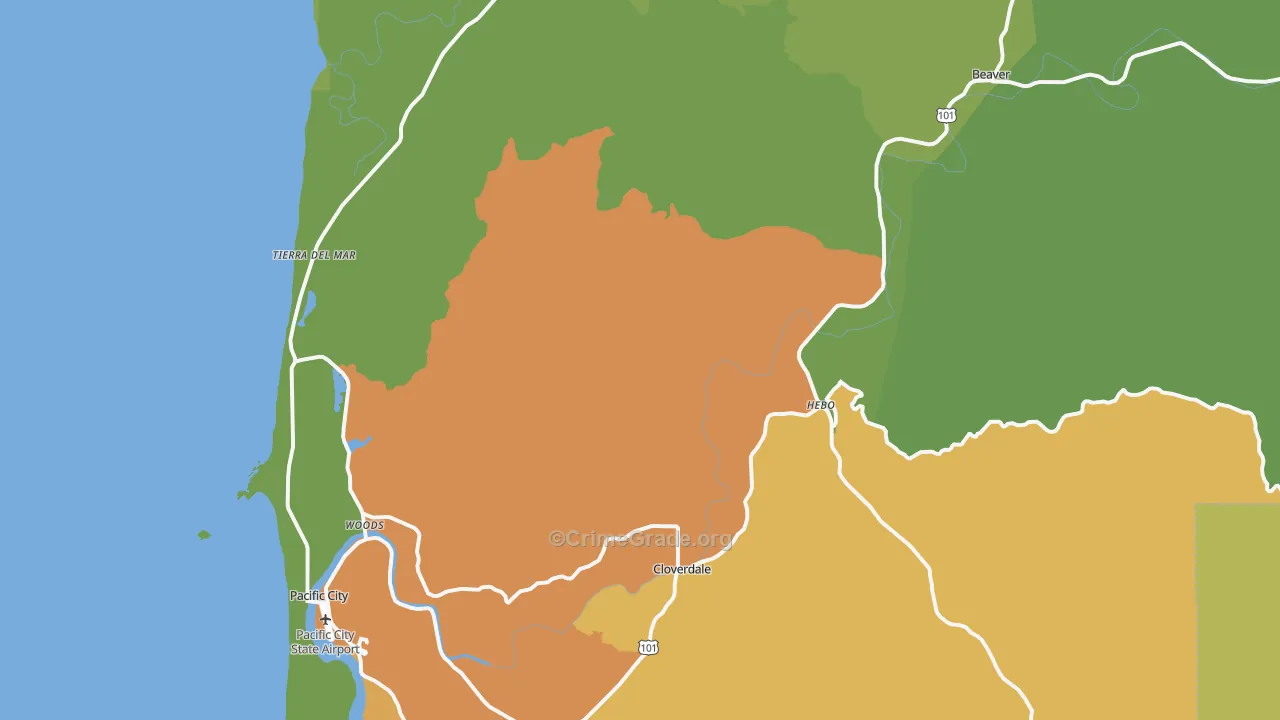 Cloverdale, OR Map of Vandalism Rates
