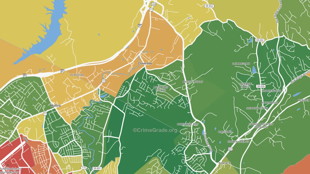 Cloverdale, VA Map of Vandalism Rates
