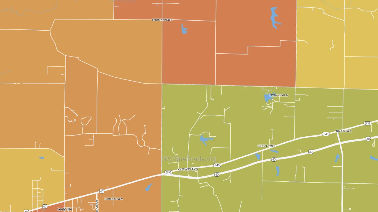 Cloverland, IN Map of Vandalism Rates