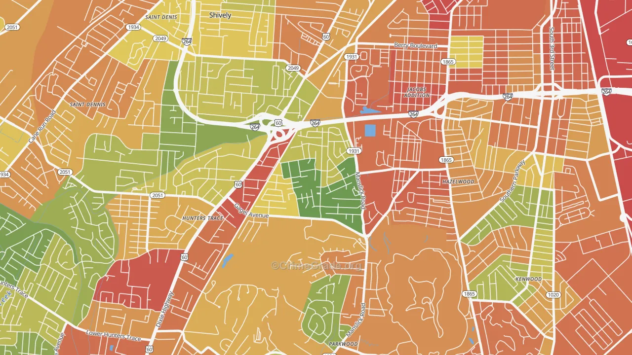 Cloverleaf, Louisville, KY Map of Vandalism Rates
