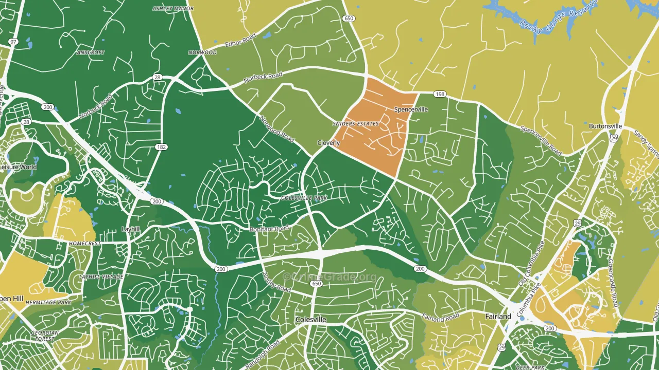 Cloverly, MD Map of Vandalism Rates