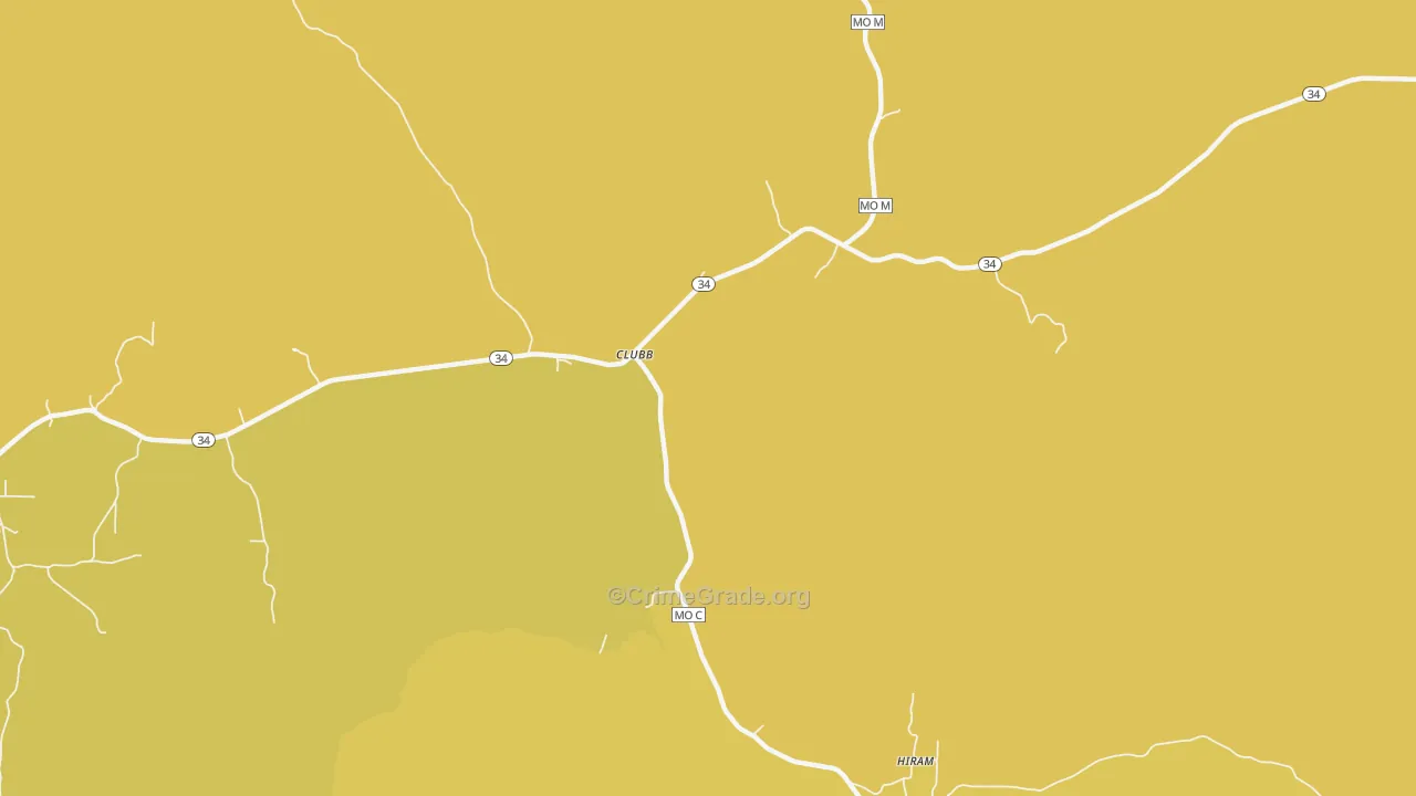 Clubb, MO Map of Vandalism Rates