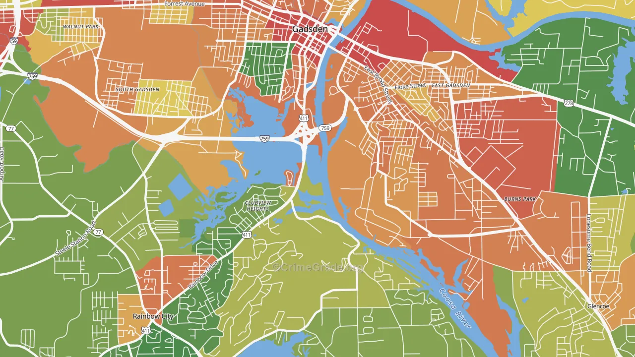 Clubview Heights, AL Map of Vandalism Rates