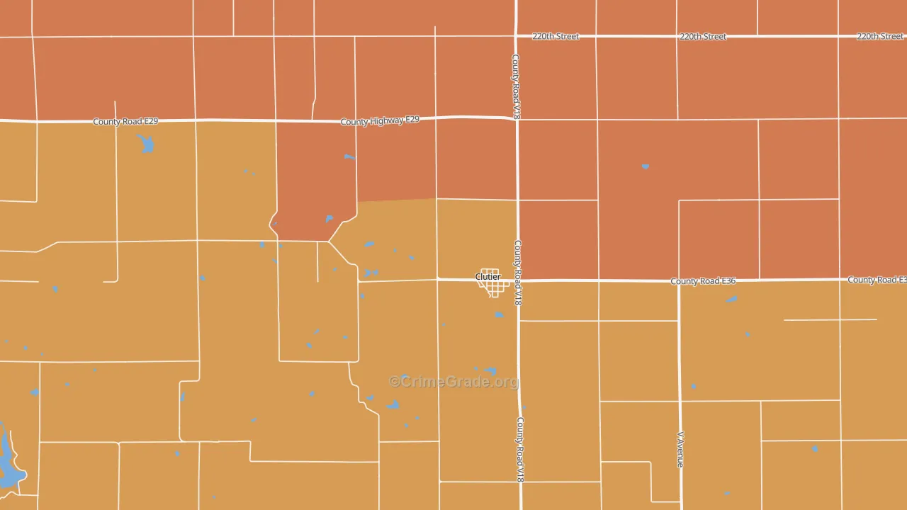Clutier, IA Map of Vandalism Rates