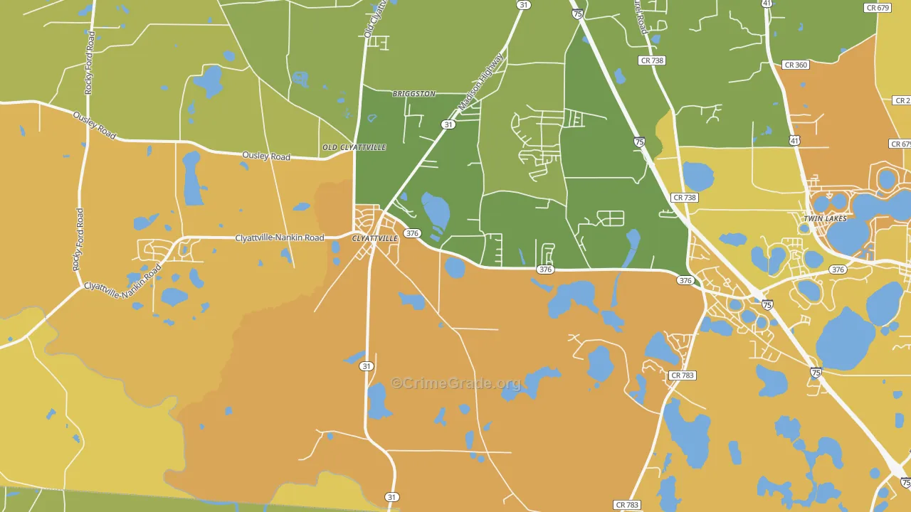 Clyattville, GA Map of Vandalism Rates