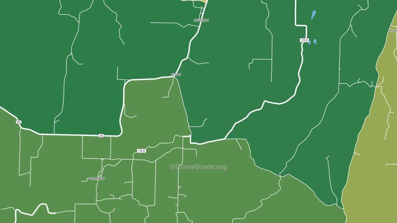Clyde, AR Map of Vandalism Rates