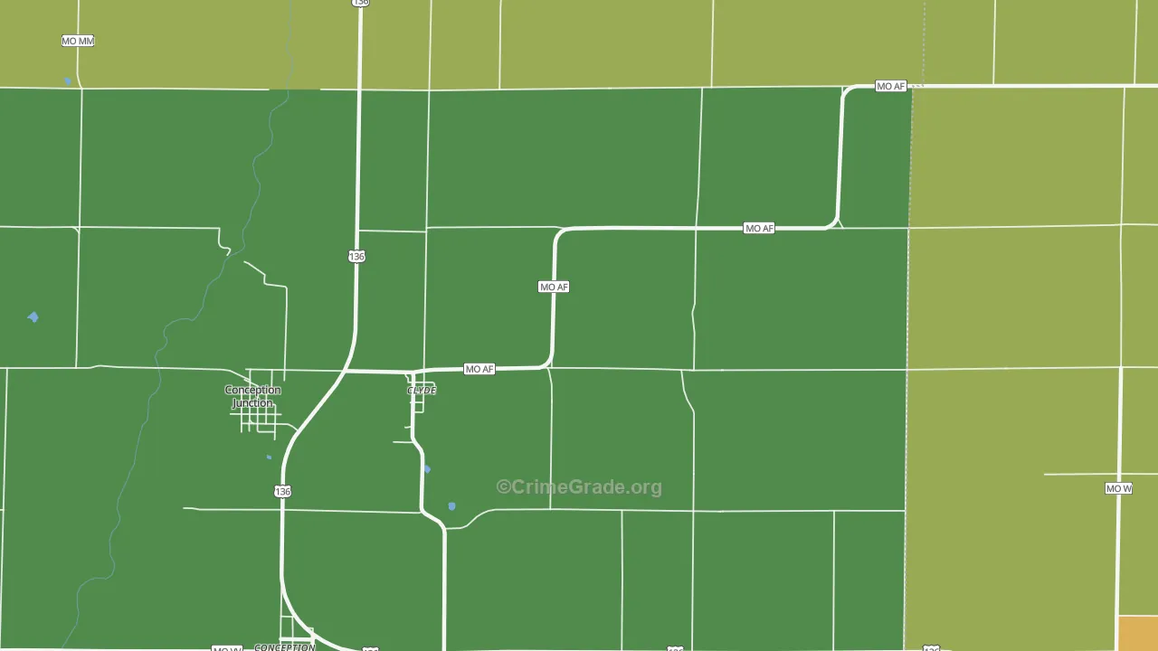 Clyde, MO Map of Vandalism Rates