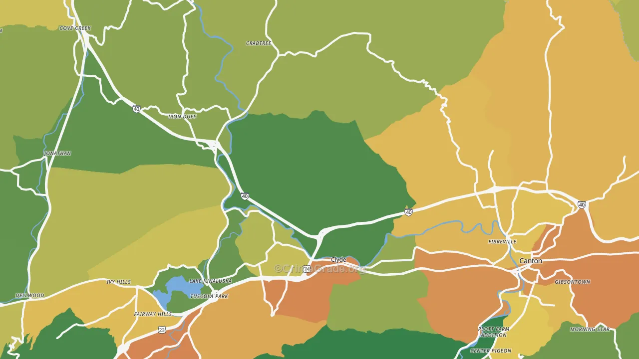 Clyde, NC Map of Vandalism Rates