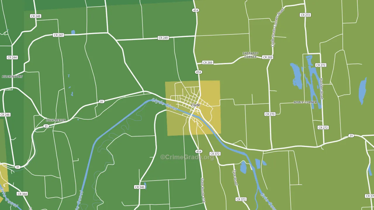 Clyde, NY Map of Vandalism Rates