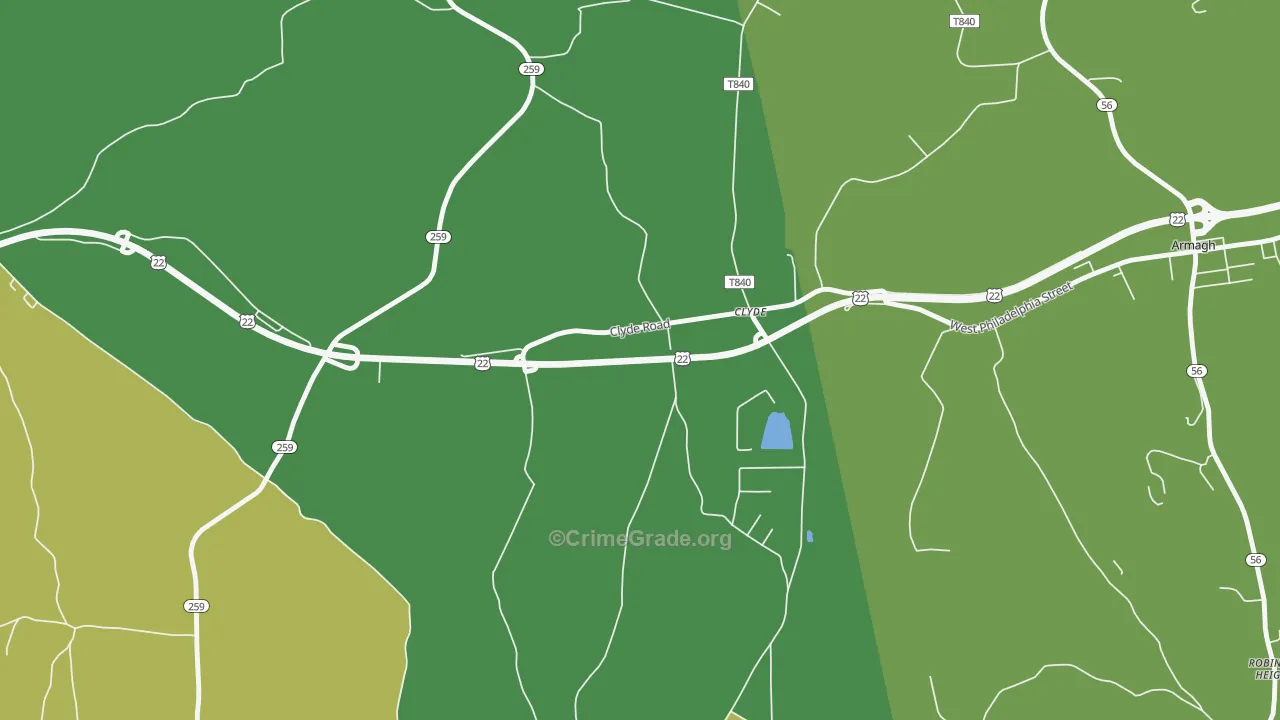 Clyde, PA Map of Vandalism Rates