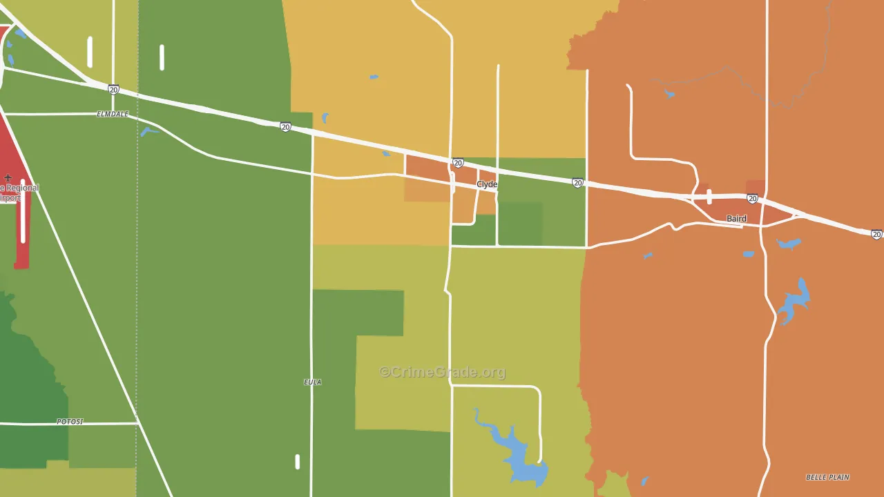 Clyde, TX Map of Vandalism Rates
