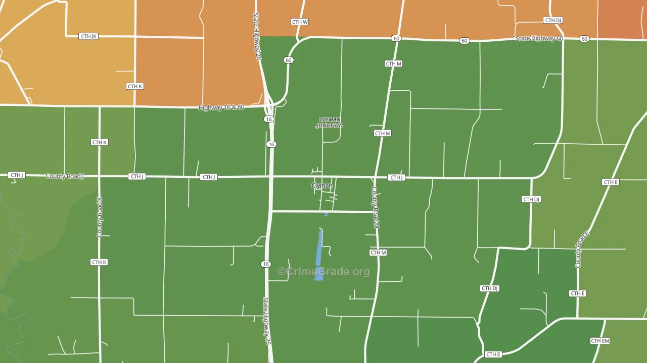 Clyman, WI Map of Vandalism Rates