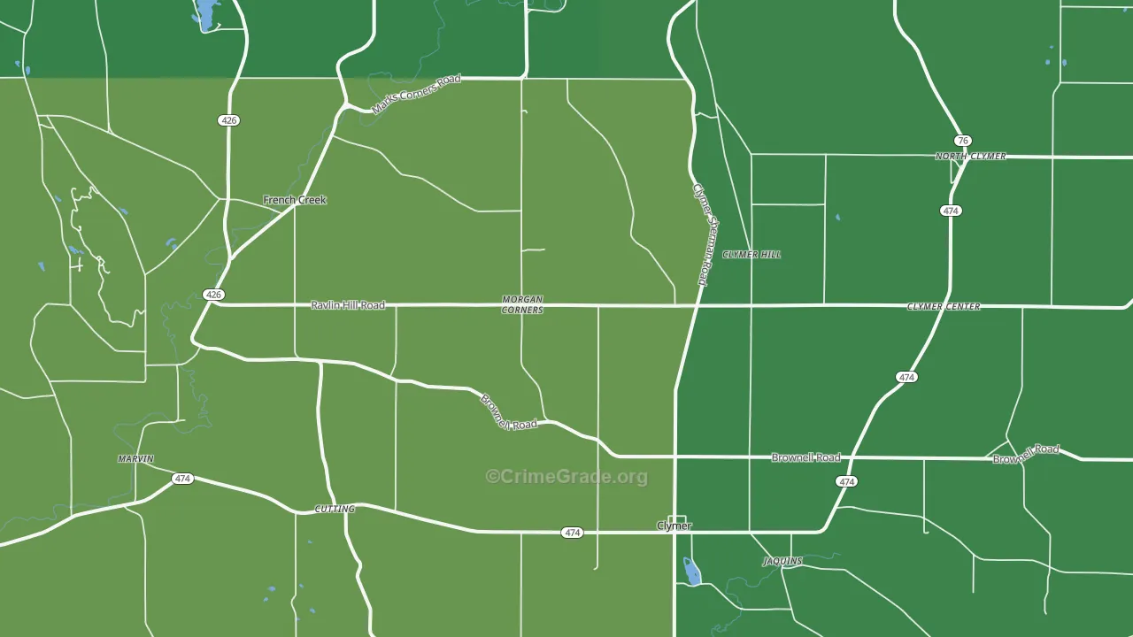 Clymer, NY Map of Vandalism Rates